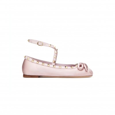 VALENTINO ROCKSTUD SATIN BALLERINA 5W2S0HB6SWH_6E0